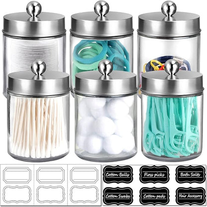 Amolliar 6Pc Apothecary Jars Bathroom Vanity Organizer- Rustic Farmhouse Decor by Amolliar