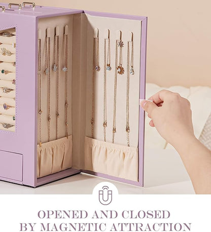 Homde Jewelry Organizer with Transparent Window Necklace Hooks Gift - Image 4