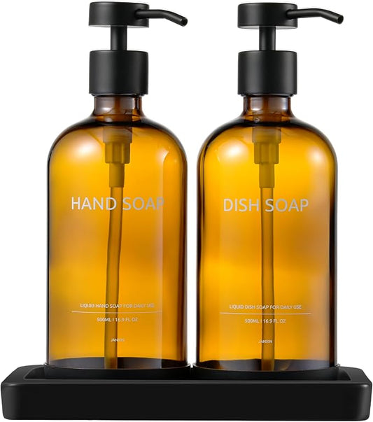 Glass Kitchen Soap Dispenser Set by Janxinmakeyouloveyourhome