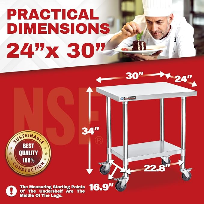 DuraSteel 24x30 NSF Stainless Steel Cart Work Table - Image 6
