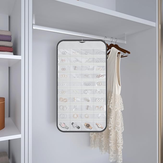 Hanging Jewelry Organizer Storage, 40 Pockets 36 Hooks Necklace Earring - Image 8