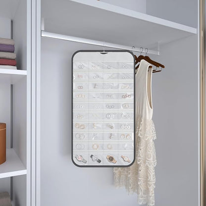 Hanging Jewelry Organizer Storage, 40 Pockets 36 Hooks Necklace Earring - Image 8