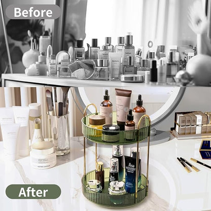 360 Rotating Makeup Organizer for Vanity, 2 Tier Large Capacity Skincare - Image 4