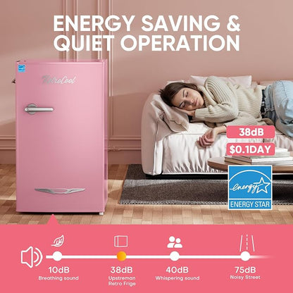 Upstreman 3.2 Cu.Ft Retro Mini Fridge - Image 3