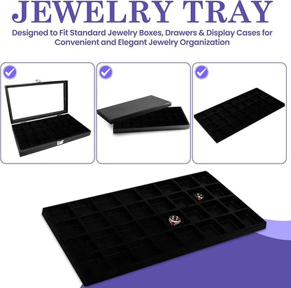 Novel Box 5 Pack 32-Slot Black Liner Jewelry Storage Tray Inserts 14.75x8.25x1 - Image 8