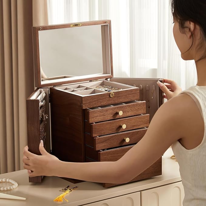 Black Walnut Wooden Jewelry Box, Wood Jewelry Organizer - Image 9