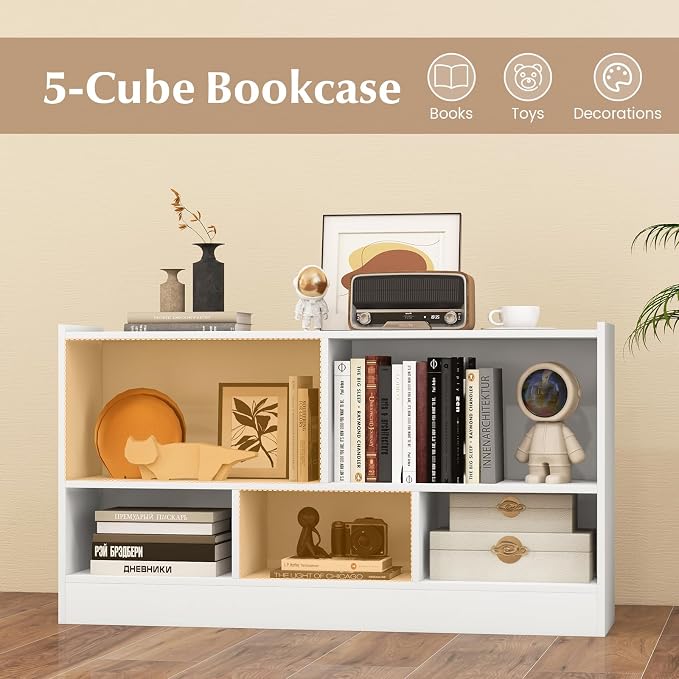 Giantex 5-Cube Bookcase, Freestanding 3-Tier Bookshelf - Image 4