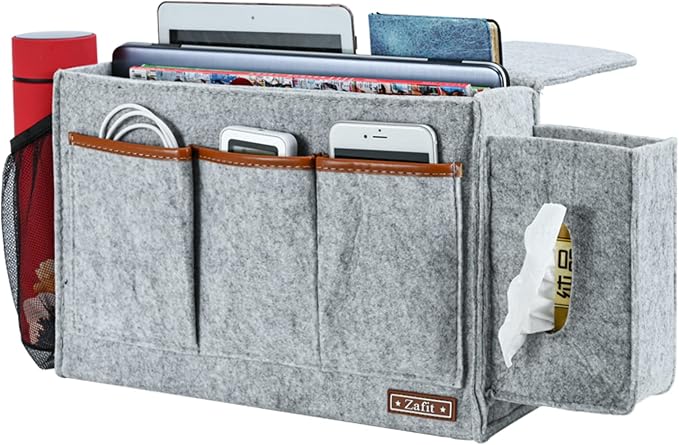 Bedside Caddy, Large Size Bedside Storage Organizer Bedside Organizer Caddy by ZAFIT
