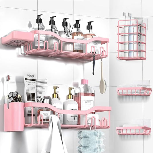 Shower Caddy Adhesive Shower Organizer 7-Pack, Rustproof Stainless Steel by OrganizeYourHomeEssentials