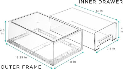 Sorbus Medium Clear Stackable Storage Drawers – 4-Pack Plastic Organizer Bins - Image 3