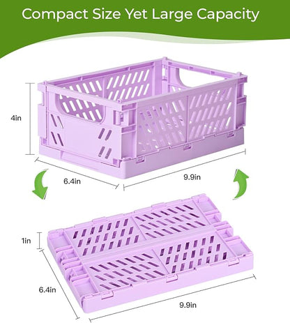 2-Pack Small Pastel Plastic Storage Baskets, Collapsible Crates - Image 3