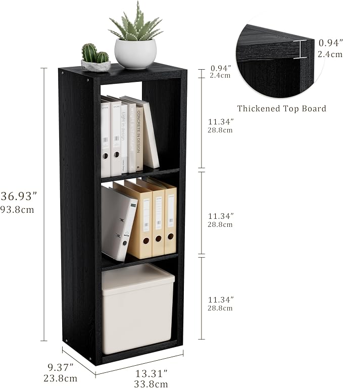 Cube Storage Organizer Bookcase, 3 Tier Decorative 11 inch Open Back Cubical - Image 3