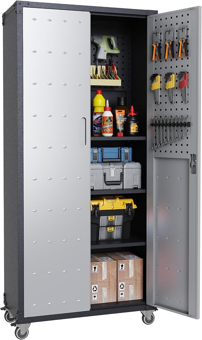 Garage Metal Storage Cabinet, Heavy-Duty Shelving Unit by VIYET