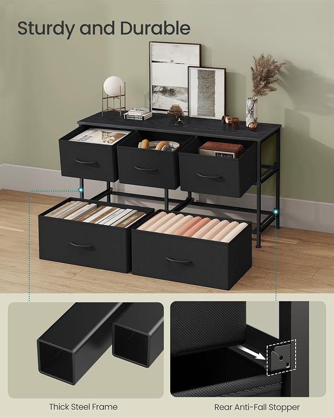 SONGMICS Dresser for Bedroom, Chest of Drawers, TV Stand, 5 Non-Woven Fabric - Image 6