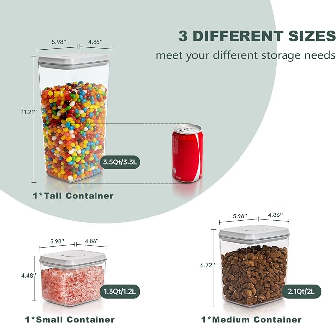 Pop Top Food Storage Containers, Leakproof Pantry Food Storage Containers - Image 4