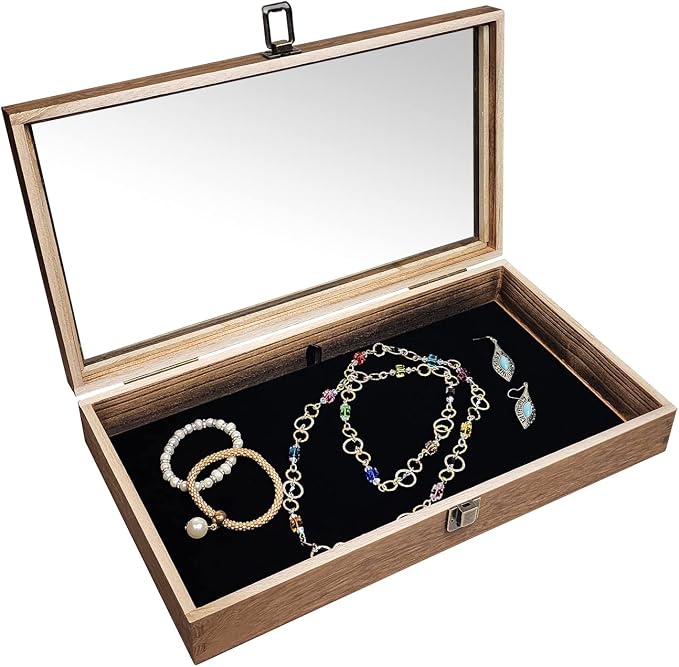 MOOCA Glass Top Wooden Jewelry Display Case - Image 5