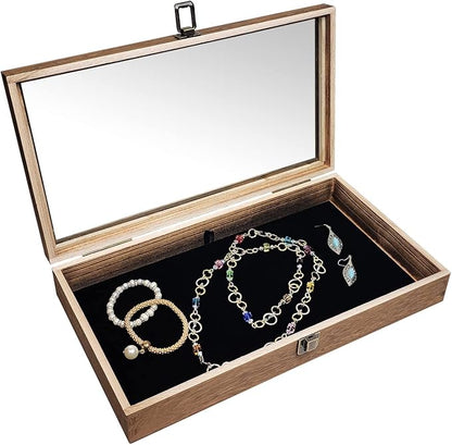MOOCA Glass Top Wooden Jewelry Display Case - Image 5