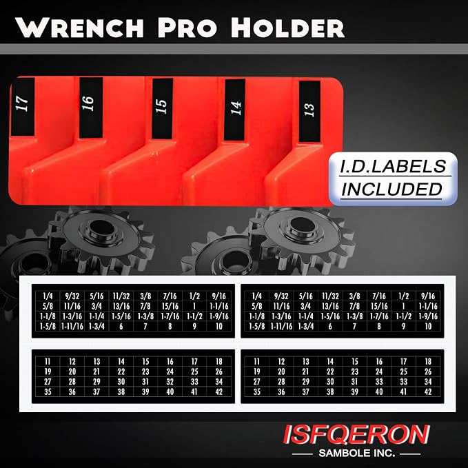 46PC Red Magnetic Wrench Organizers Set - Image 3