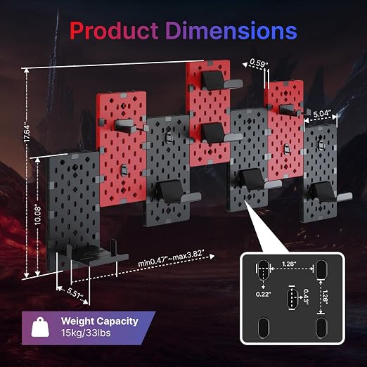 PEGZONE Controller and Headphone Holder Wall Mount, Modular Gaming Pegboard - Image 6
