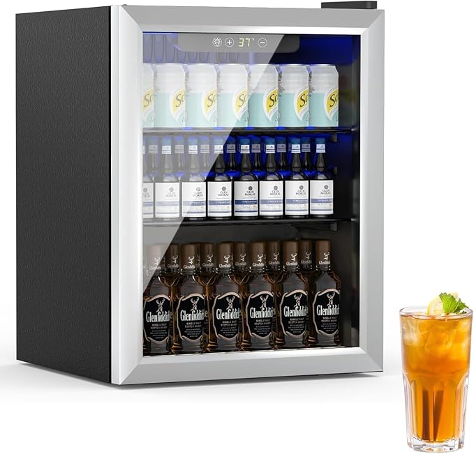 Compact Beverage Refrigerator, 76 Can/1.7 Cubic Feet Fridge by Erivess
