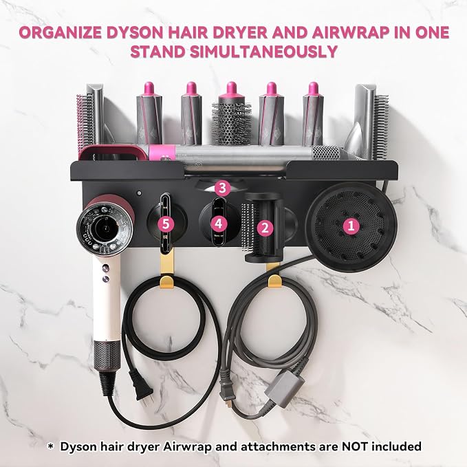 Wall Mount Holder for Dyson Airwrap Styler & HD16 Hair Dryer, 2-in-1 Curling - Image 2