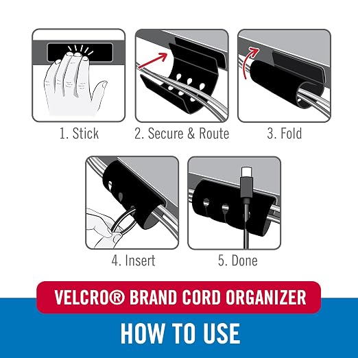Velcro Brand Cord Organizer for Desk & Nightstand, Stocking Stuffers for Adults - Image 5