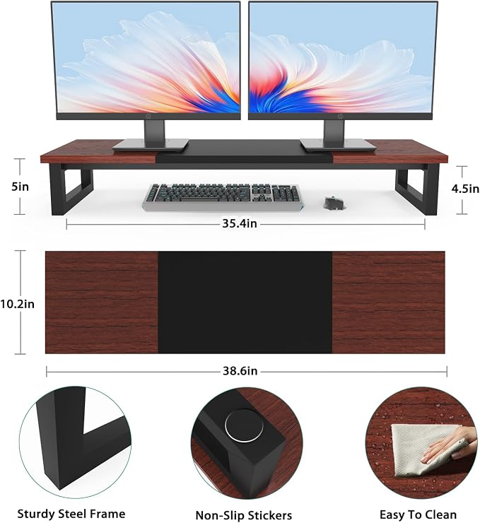YAOHUOO Dual Monitor Stand Riser, 39Inch Large Monitor Stands - Image 7