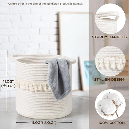 danpinera 3 Pack White Storage Baskets, Small Round Rope Baskets - Image 2