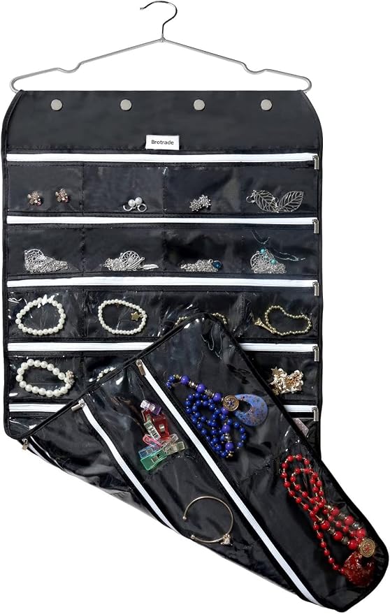BB Brotrade Hanging Jewelry Organizer, Accessories Organizer, 56 Zipper Pocket by BB+Brotrade