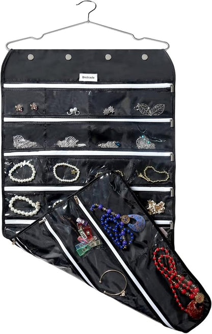 BB Brotrade Hanging Jewelry Organizer, Accessories Organizer, 56 Zipper Pocket by BB+Brotrade