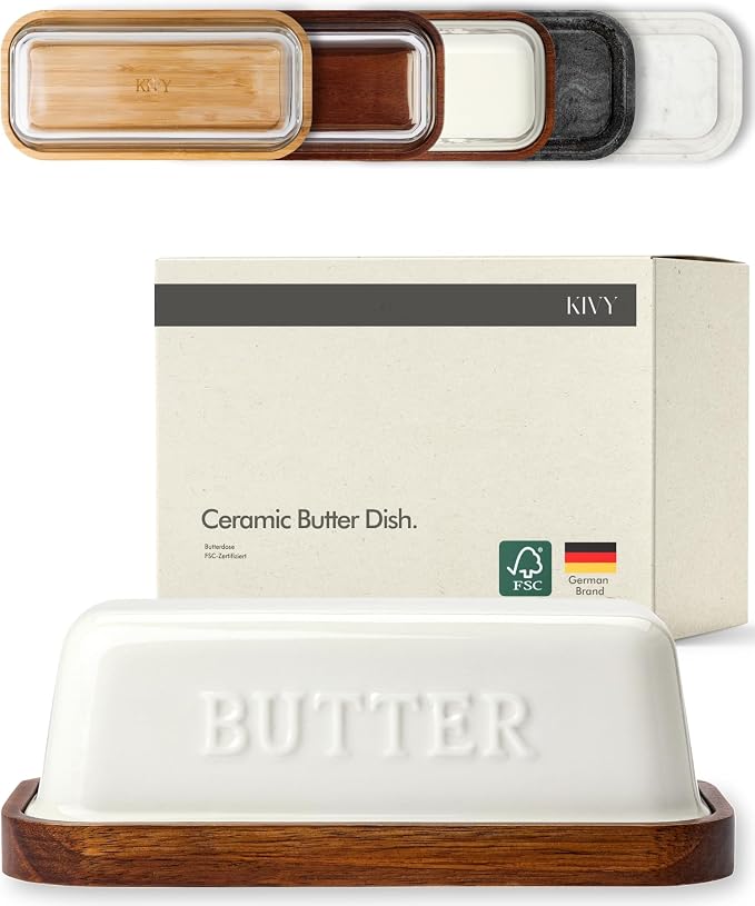 KIVY Ceramic butter dish with airtight lid that keeps butter soft by KIVY