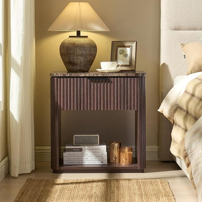 Fluted Nightstand Set of 2, Bedside Table - Image 7