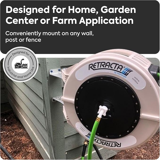 Macnaught Retractable Garden Hose Reel, 60 Ft Water Hose Reel Heavy Duty - Image 4