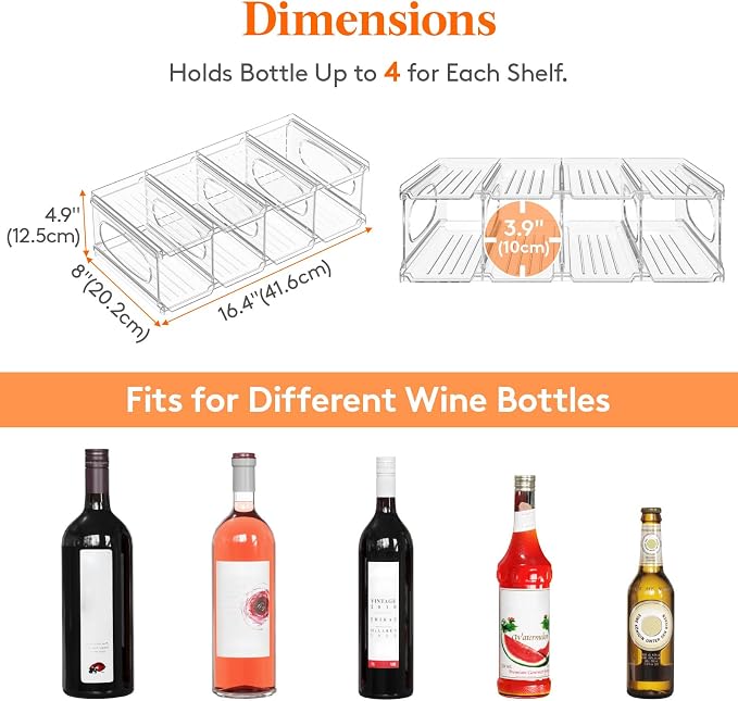 Lifewit Wine Rack for Fridge, Stackable Wine Bottle Holder - Image 2
