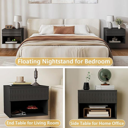 Floating Nightstand Set of 2, Modern Bedside Tables - Image 3