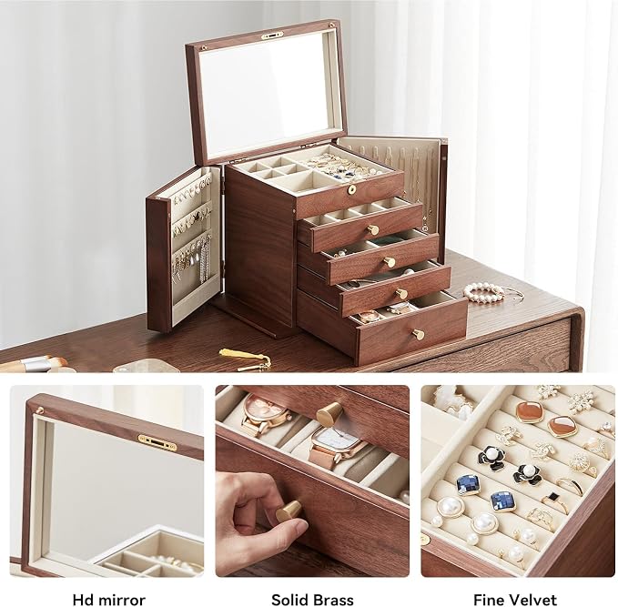 Black Walnut Wooden Jewelry Box, Wood Jewelry Organizer - Image 3
