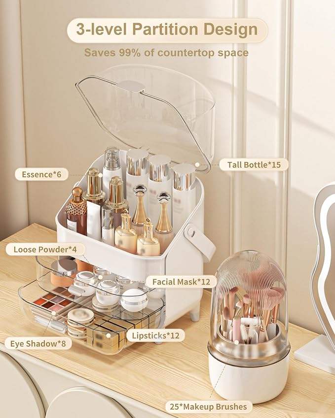 Makeup Organizer, Skincare Holder Bathroom Counter Organizer, Storage Box - Image 5