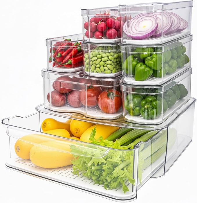 8 Pack Refrigerator Organizers and Storage, Stackable Storage Containers by SMRCAD
