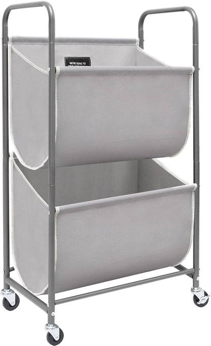 STORAGE MANIAC 80 Liters Vertical Rolling Laundry Hamper, 2 Section Laundry by STORAGEMANIAC