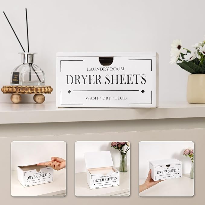 HouseJoy Dryer Sheet Holder-White Dryer Sheet Container - Image 4