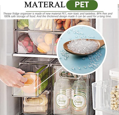 4 Pack Clear Storage Drawer Set, Stackable Fridge Drawer Organizer Fruit - Image 6