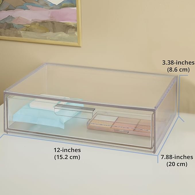 STORi Audrey Stackable Clear Bin Plastic Organizer Drawer | Organize Eyeshadow - Image 5