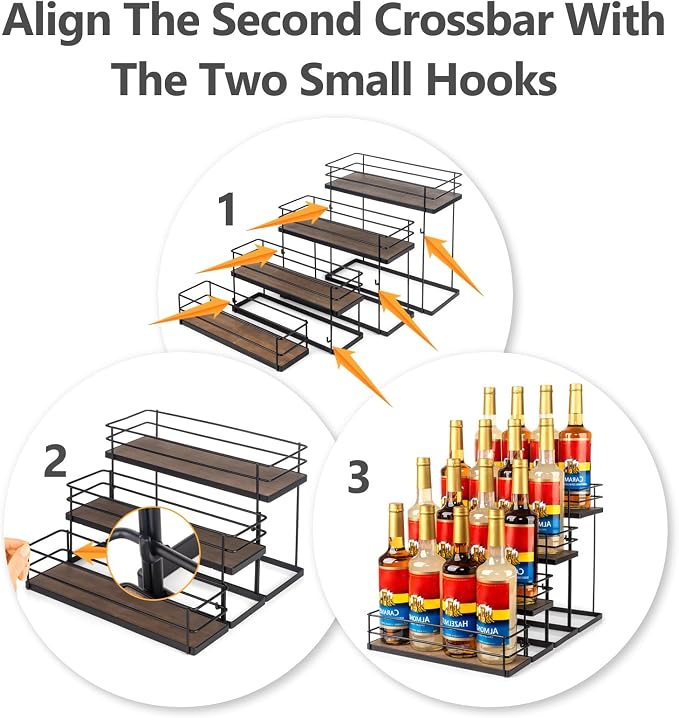16 Bottle Capacity Coffee Syrup Organizer 4 Tier Coffee Syrup Stand Shelf - Image 4