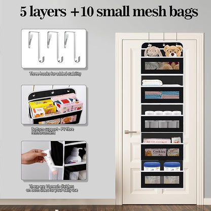 Over The Door Organizer, 5 Shelves Closet Door Hanging Organizer - Image 3
