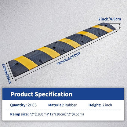 BESEA 6Feet Rubber Speed Bump, Road Parking, Parking Lot - Image 2