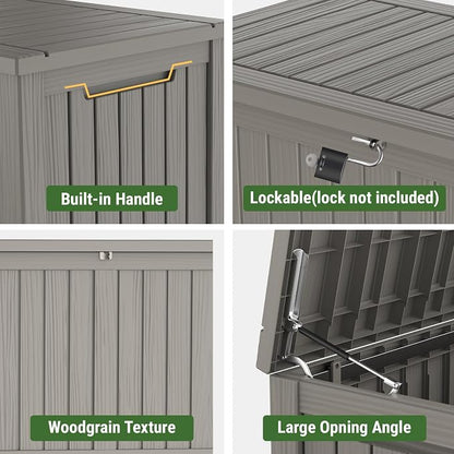Mars Villa 180 Gallon Outdoor Storage Box, Large Resin Deck Box Waterproof - Image 6