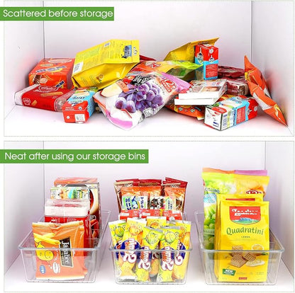 6 Pack Food Storage Organizer Bins Clear Plastic Removable Snack Organizer - Image 5