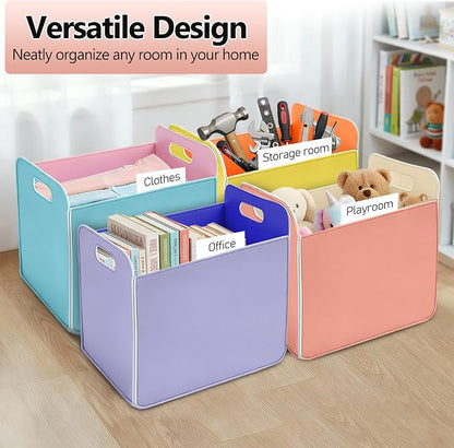 6 Pcs 14x10 Inch Colorful Felt Rectangular Storage Bins Collapsible Storage - Image 4