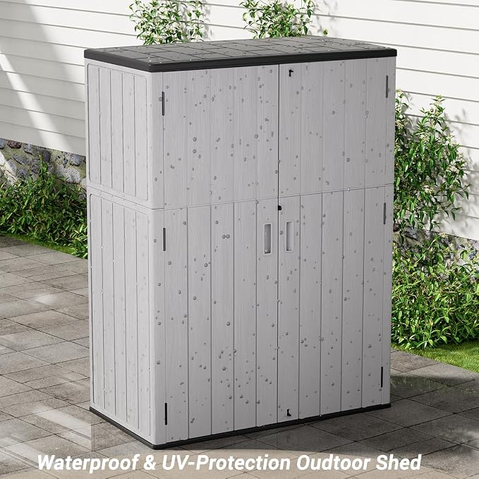 KINYING Outdoor Vertical Storage Shed, 57 Cu.ft Outdoor Storage Cabinet - Image 5