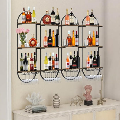 Wall Mount Wine Rack, 3-Tier Metal Oval Design Wine Rack Wall Mounted, Wine - Image 6